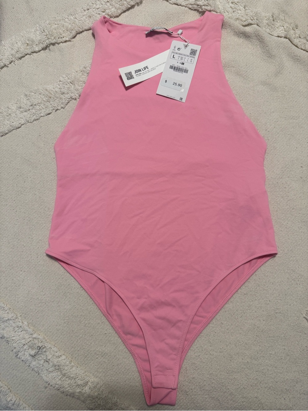 Pink High Neck One-Piece Bodysuit